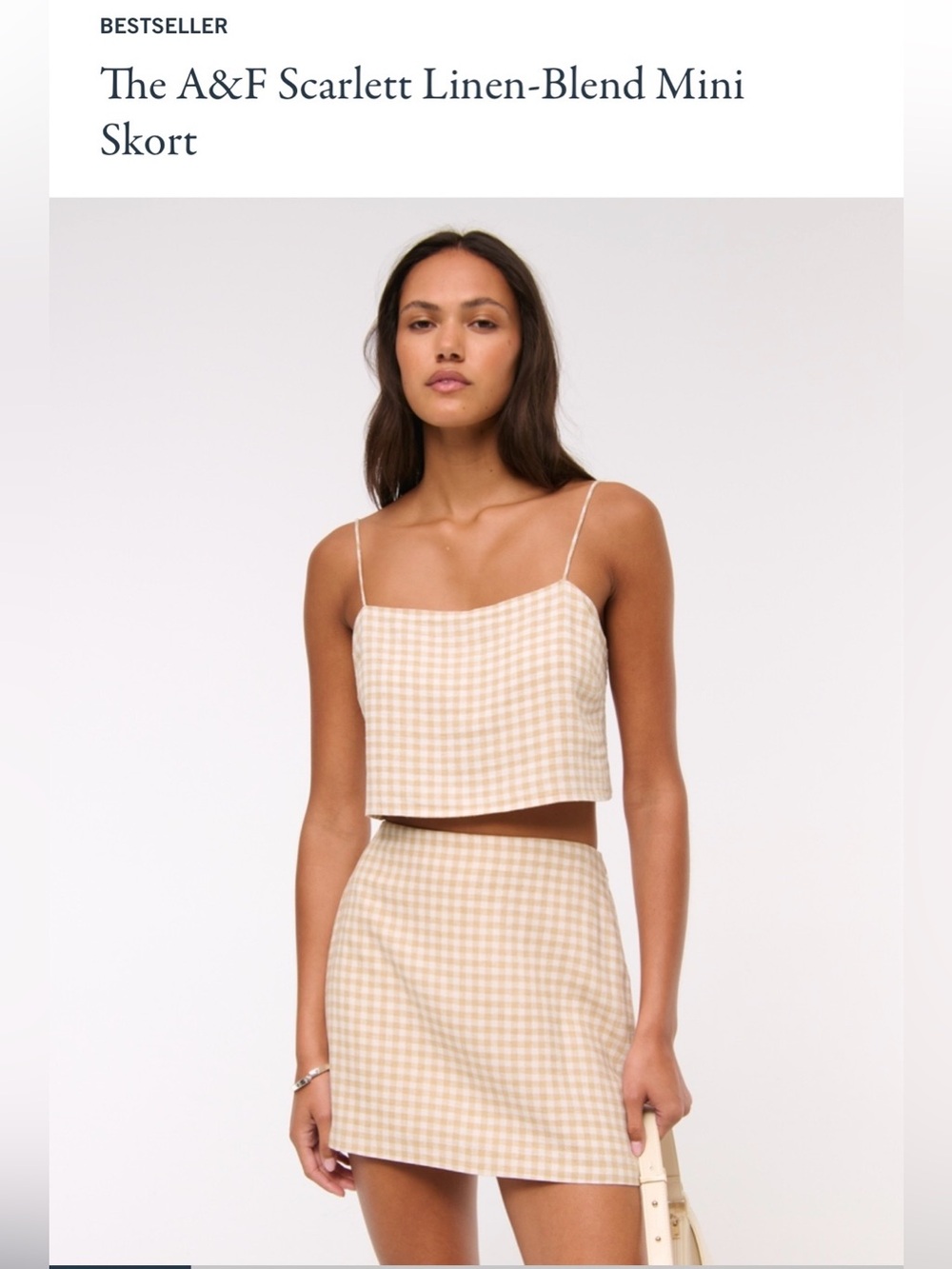 The A&F Scarlett Linen-Blend Mini
Skort gingham